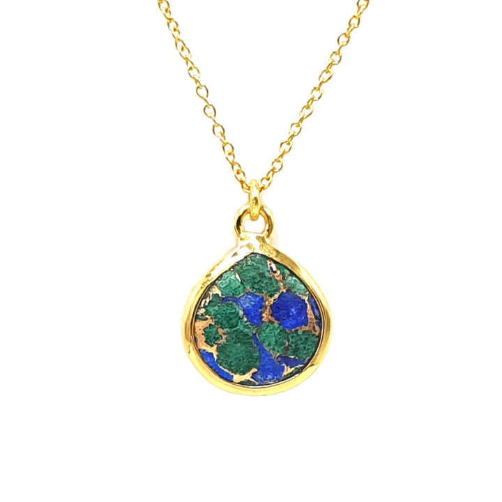 18ct Gold Vermeil Plated Azurite &amp; Malachite Necklace