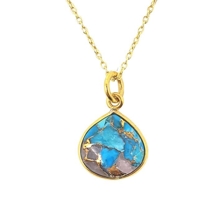 18ct Gold Vermeil Plated Opal &amp; Turquoise Necklace