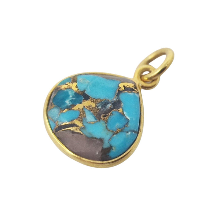 18ct Gold Vermeil Round Bezel Pendant Opal &amp; Turquoise