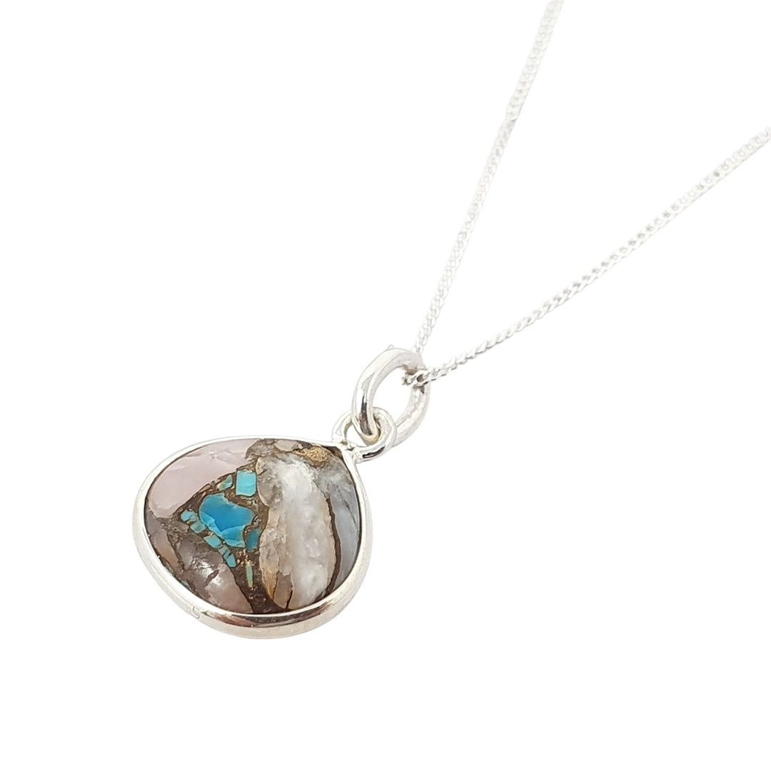 Sterling Silver Opal &amp; Turquoise Gemstone Crystal Necklace