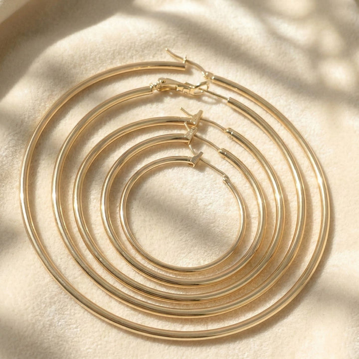 Statement Plain Gold Plated Hoop Earrings