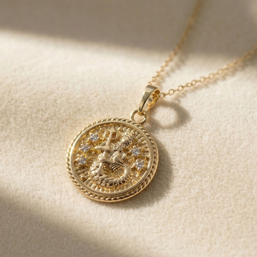 Aquarius Plated Zodiac Astrology Pendant Charm Necklace