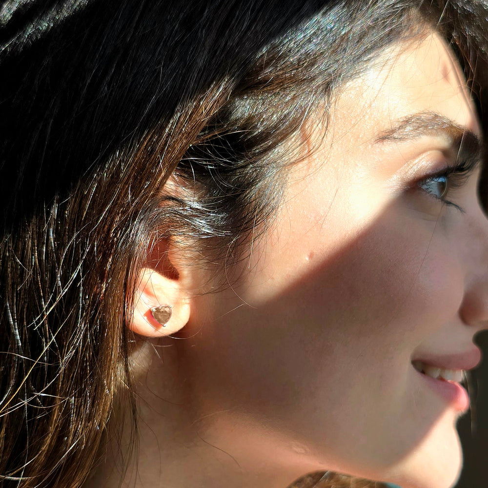Citrine Heart Sterling Silver Stud Gemstone Earrings