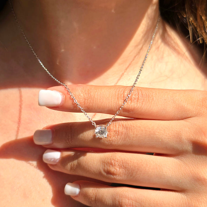 Diamond 1ct Moissanite Crystal Sterling Silver Necklace