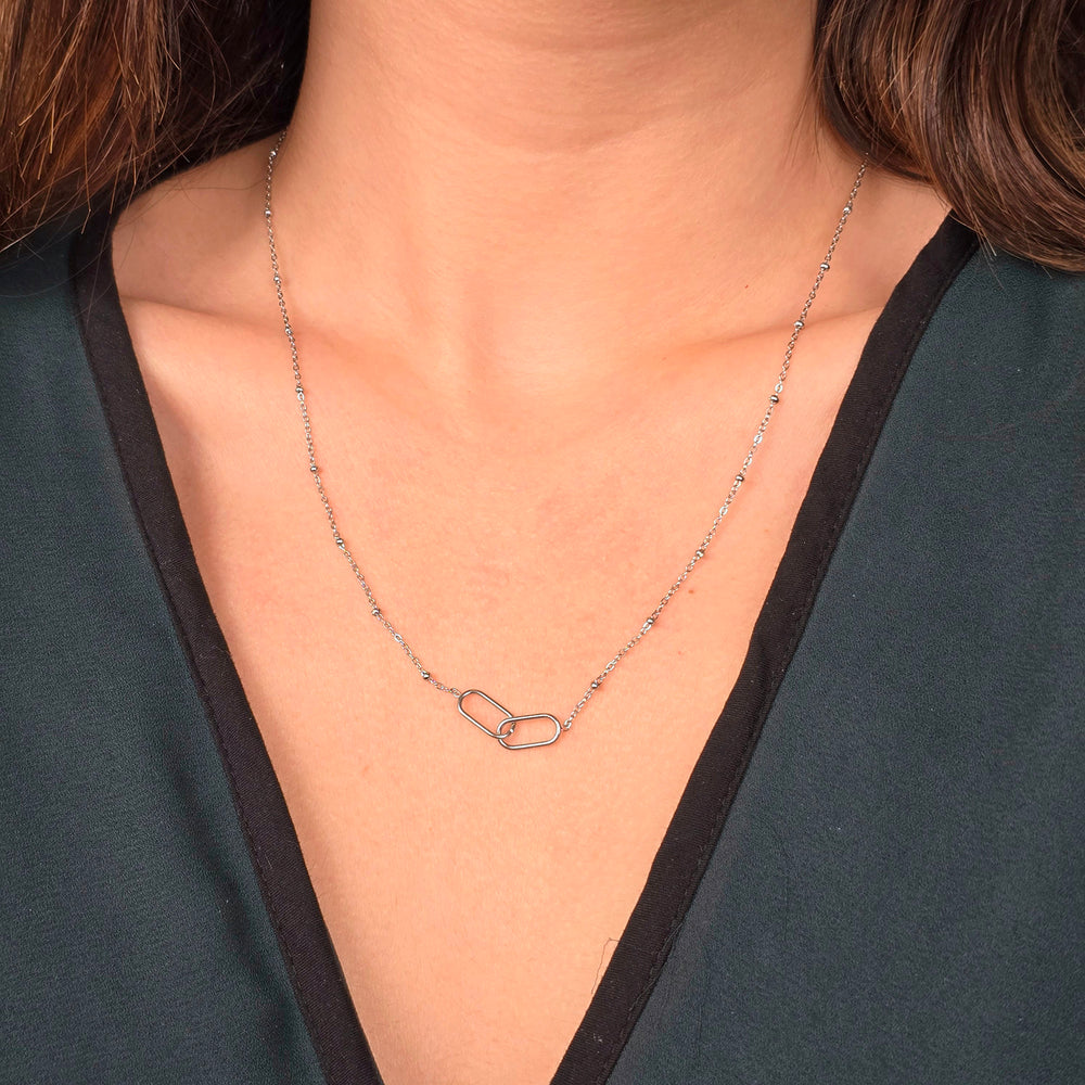 Interlocking Paperclip Infinity Silver Necklace