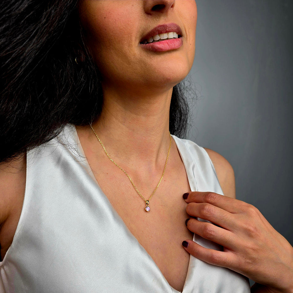 Mini Round Alexandrite June Birthstone Pendant Necklace