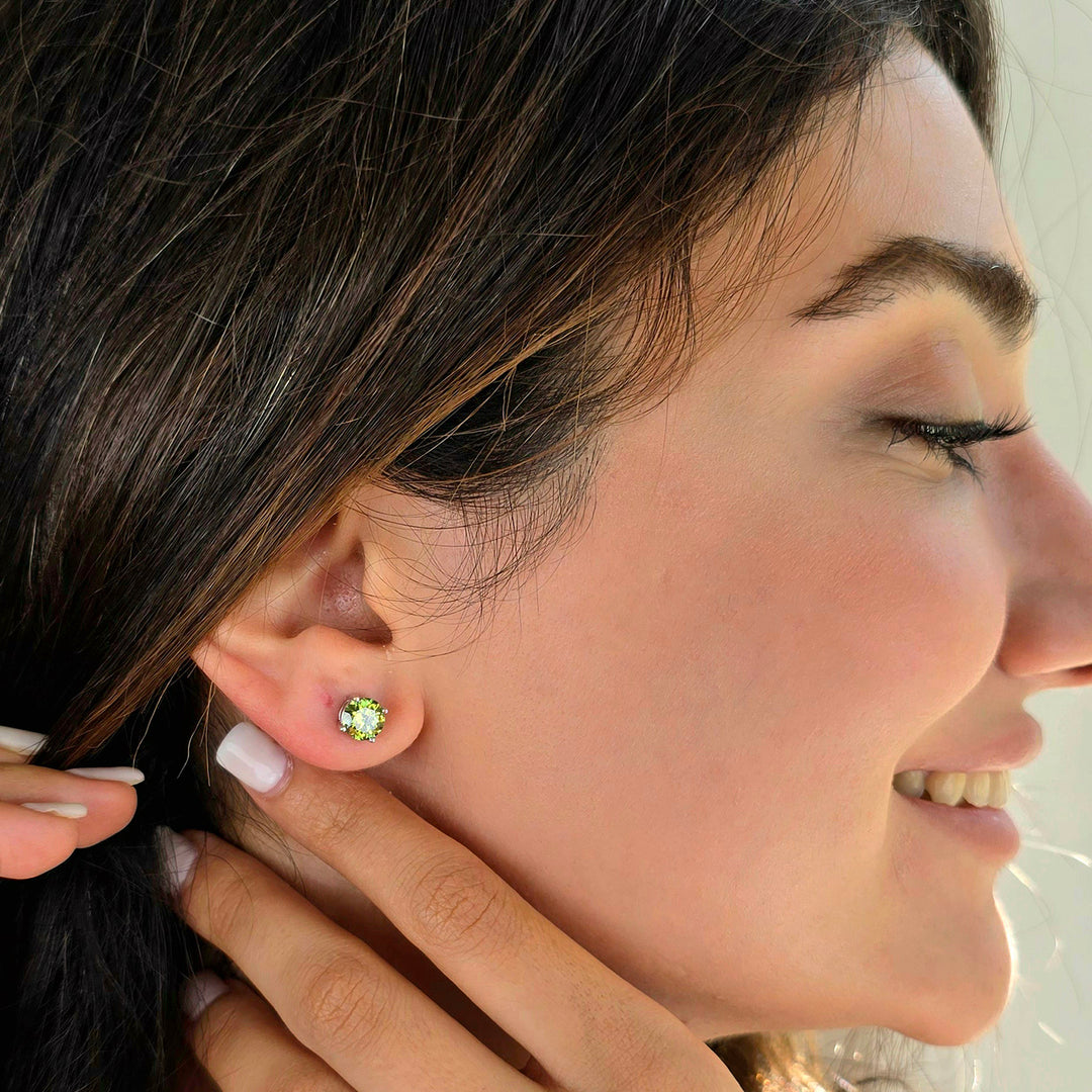 Peridot Moissanite Crystal Sterling Silver Earrings