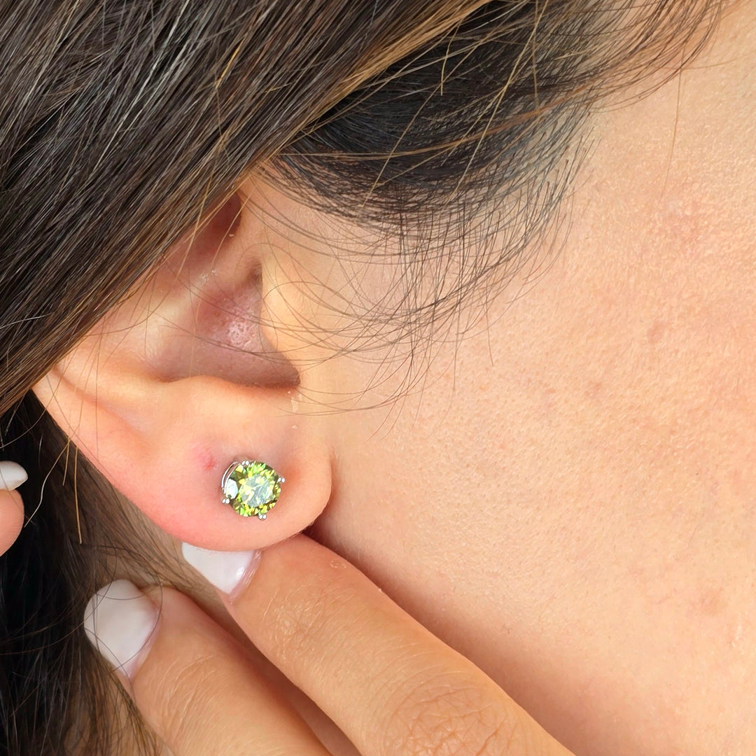 Peridot Moissanite Crystal Sterling Silver Earrings