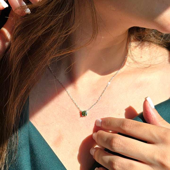Peridot 1ct Moissanite Crystal Sterling Silver Necklace