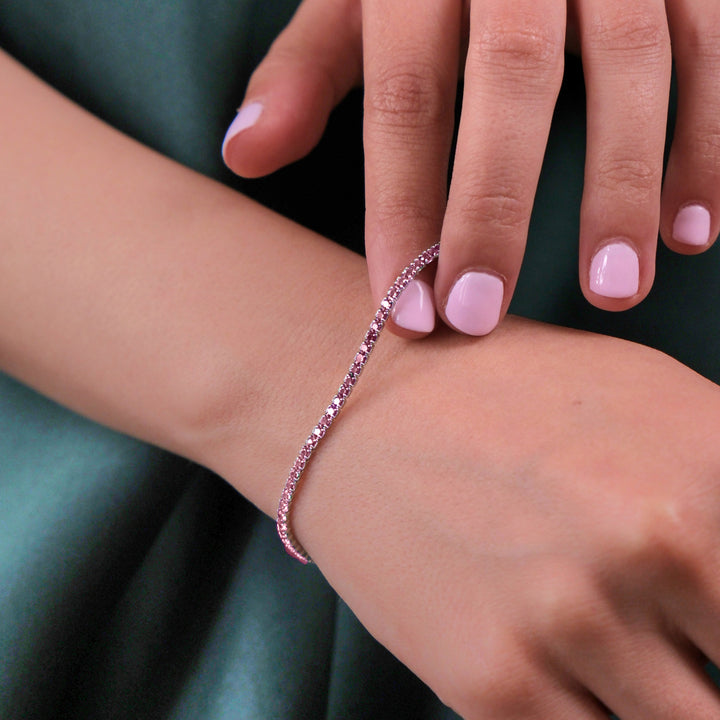 Ruby Gemstone Sterling Silver Tennis Bracelet
