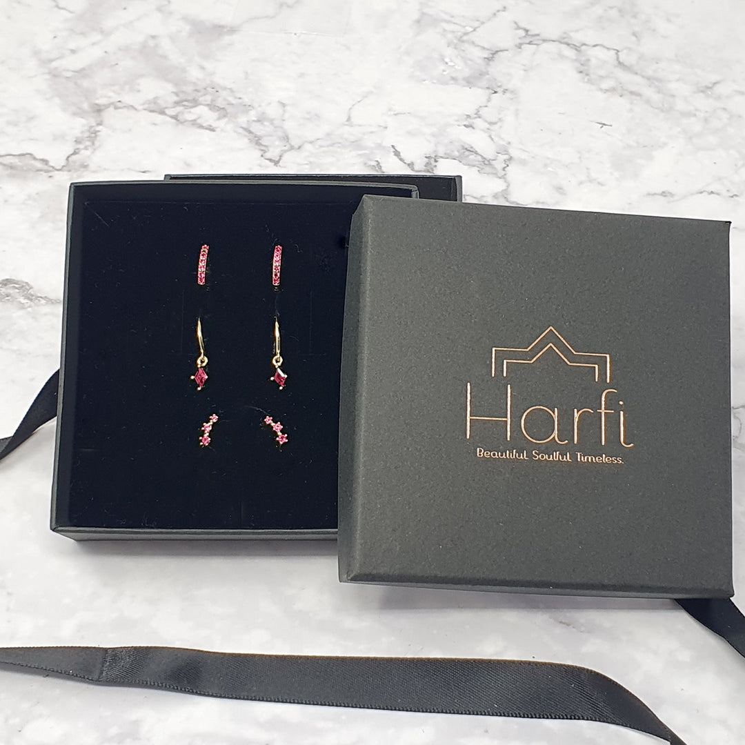July Birthstone Ruby Earrings Gift Set For Her
