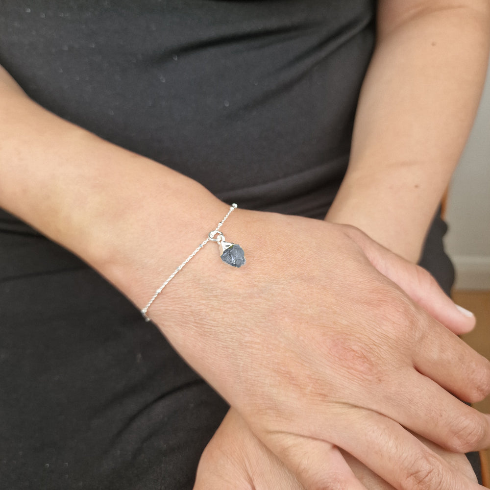 Raw Blue Sapphire Sterling Silver Bracelet