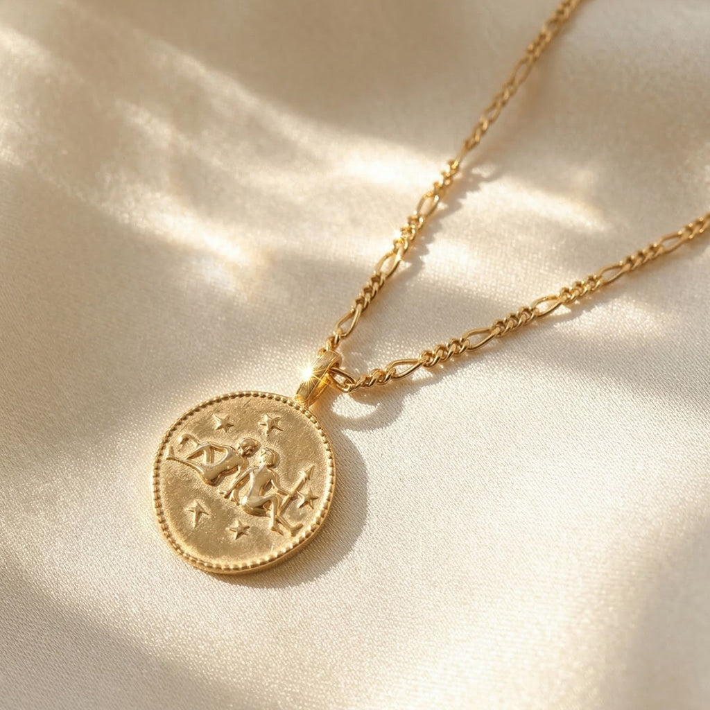 18ct Plated Zodiac Sign Coin Necklace