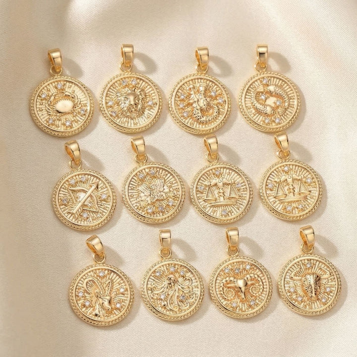 18ct Gold Plated Zodiac Pendant Charms