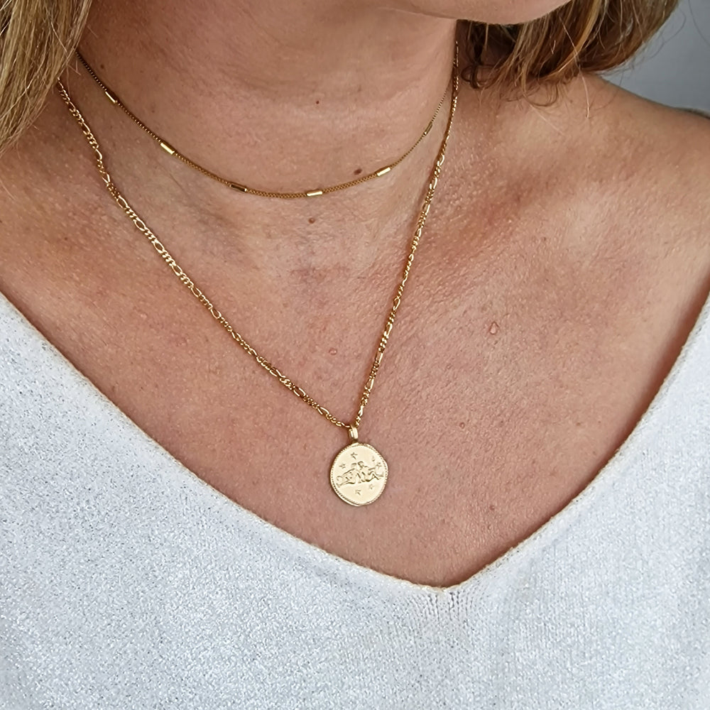 18ct Gold Plated Zodiac Sign Coin Necklace